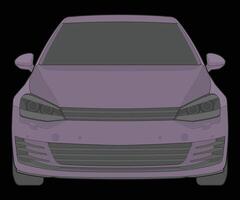 front view Vector Illustration of Isolated highlight  color car on black background, Vehicle in a Flat Cartoon Style.