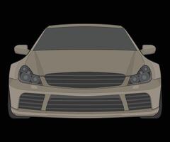 front view Vector Illustration of Isolated highlight  color car on black background, Vehicle in a Flat Cartoon Style.