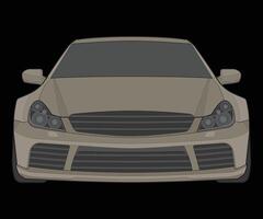 front view Vector Illustration of Isolated highlight  color car on black background, Vehicle in a Flat Cartoon Style.