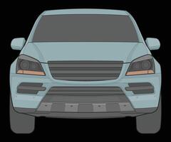 front view Vector Illustration of Isolated highlight  color car on black background, Vehicle in a Flat Cartoon Style.