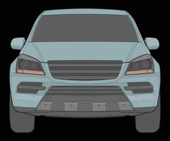 front view Vector Illustration of Isolated highlight  color car on black background, Vehicle in a Flat Cartoon Style.