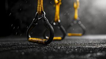 AI generated TRX training advertisment background with copy space photo