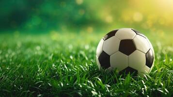 AI generated soccer advertisment background with copy space photo