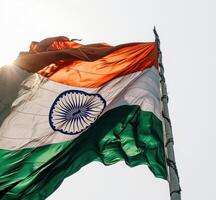 AI generated the wind flutters an indian flag in front of a white background photo