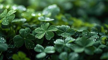 AI generated the clover leaves are on a green background photo