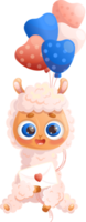 linda dibujos animados llama con globos png