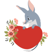 bilby met hart en bloemen png