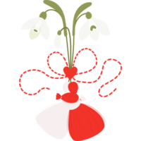martisor. talisman martenitsa med snödroppe blommor png