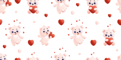 Romantic Seamless pattern with  polar bears with hearts png