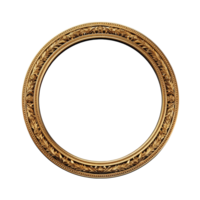 AI generated Antique circle frame gold isolated transparent png