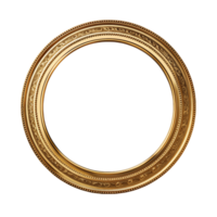 AI generated Antique circle frame gold isolated transparent png