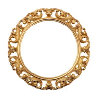 AI generated Antique circle frame gold isolated transparent png