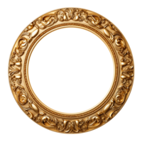 AI generated Antique circle frame gold isolated transparent png