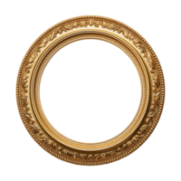 AI generated Antique circle frame gold isolated transparent png