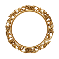 AI generated Antique circle frame gold isolated transparent png