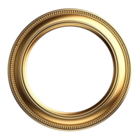 AI generated Antique circle frame gold isolated transparent png