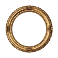AI generated Antique circle frame gold isolated transparent png
