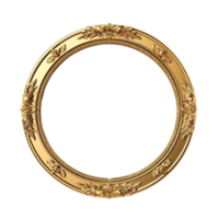 AI generated Antique circle frame gold isolated transparent png