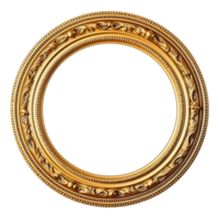 AI generated Antique circle frame gold isolated transparent png