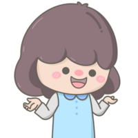 Cute pastel little girl shrugging png