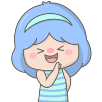 Cute little pastel short hair girl gossip and laughing png