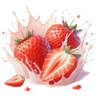 A combination of strawberries and milk png