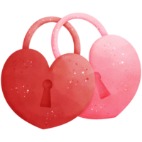 Watercolor Heart Shaped Locks Illustration png