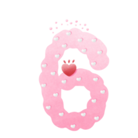 Pink png number with heart