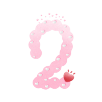 Pink png number with heart