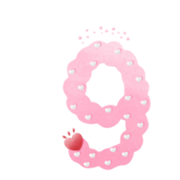 Pink png number with heart