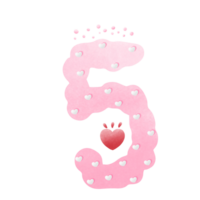 Pink png number with heart