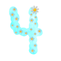 Illustration, Nummer, png, Blau mit Weiß Blumen png