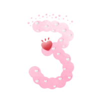 Pink png number with heart