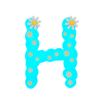 Englisch Alphabet Blau mit Weiß Blumen png