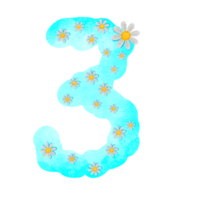 ilustração, número, png, azul com branco flores png