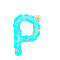 English alphabet Blue with white flowers png