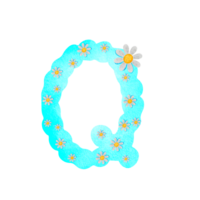 English alphabet Blue with white flowers png