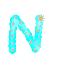 Anglais alphabet bleu avec blanc fleurs png