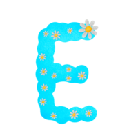 English alphabet Blue with white flowers png