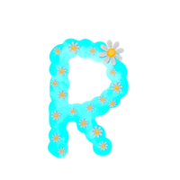 Anglais alphabet bleu avec blanc fleurs png