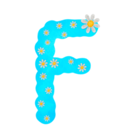 English alphabet Blue with white flowers png