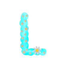 Anglais alphabet bleu avec blanc fleurs png