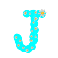 Englisch Alphabet Blau mit Weiß Blumen png