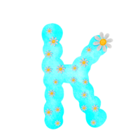 Anglais alphabet bleu avec blanc fleurs png