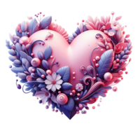 ai généré romantique cœur en forme de floral conception Valentin journée concept cœur émouvant png