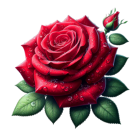 ai generiert schön rot Rose mit wirbelt schön Blumen png