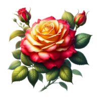 ai generiert schön rot Rose mit wirbelt schön Blumen png