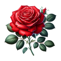 ai généré magnifique rouge Rose avec tourbillonne charmant fleurs png