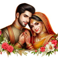 AI generated Beautiful Quite Wedding Couple For Wedding Card Invitation png