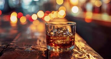 AI generated a glass of whiskey with a drink in it photo